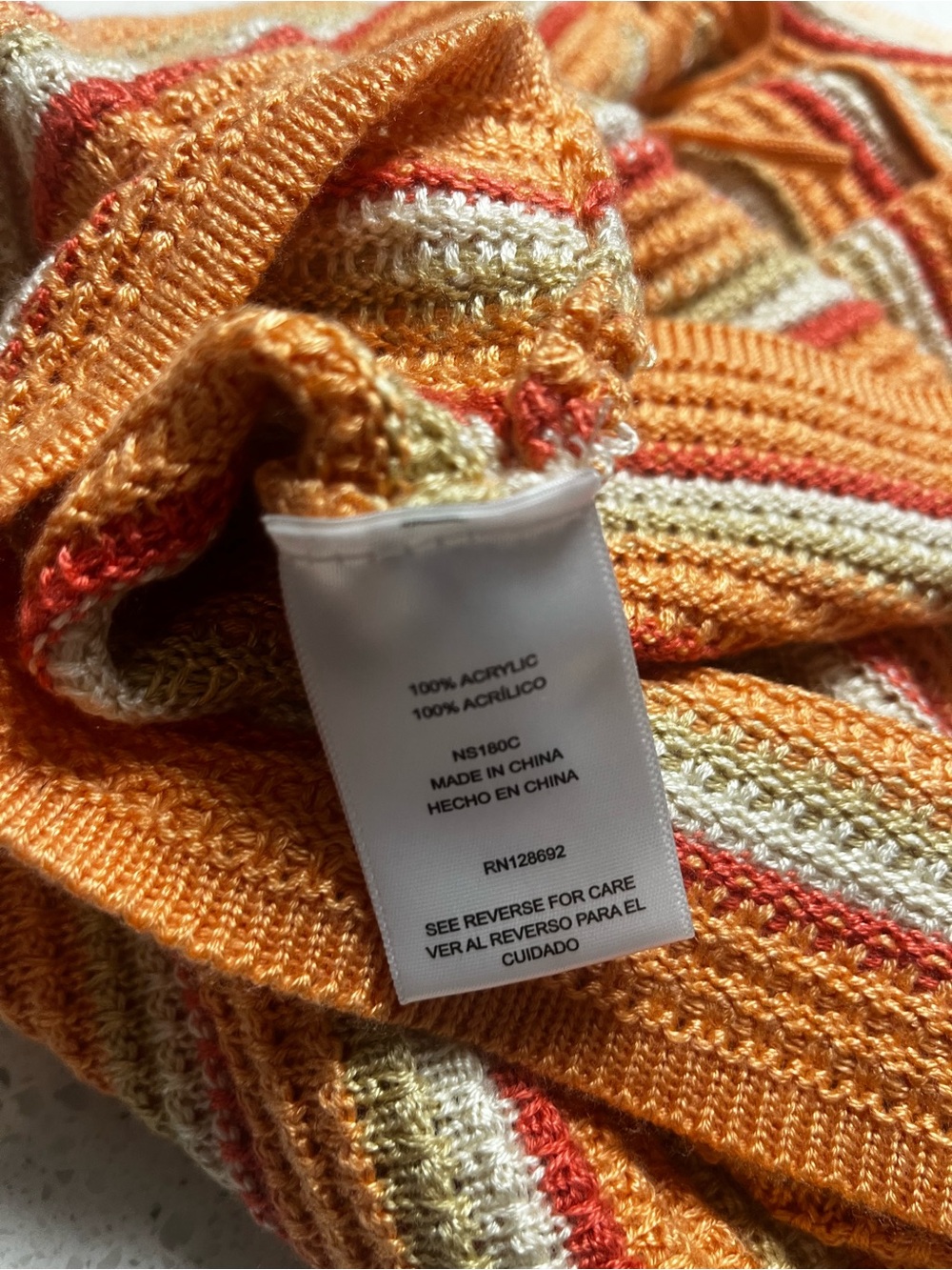 NYC Striped Knit Tie-Front Midi Dress in Orange, Red & Cream - Picture 4 of 6